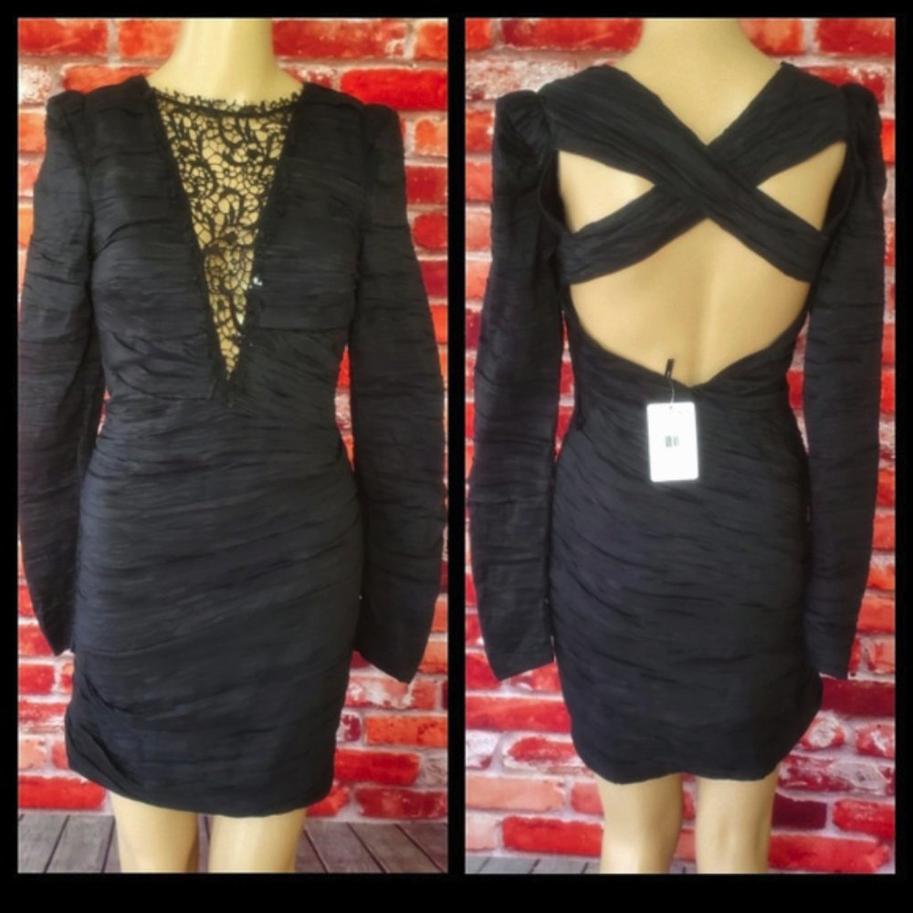 Free People Look of Love Black Dress Size 4 NWT - Picture 3 of 3